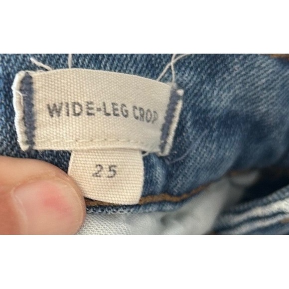 Madewell Wide-Leg Crop Jeans: Frayed Drop-Hem Edition SZ 25 - Picture 7 of 12